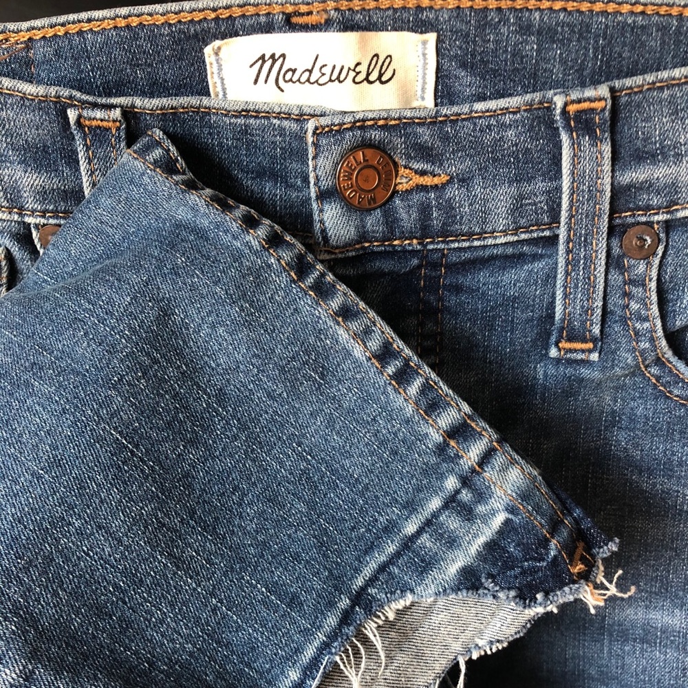 Madewell High Waisted Distressed Jeans w/ Raw Hem